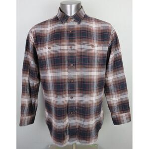 Mens Pendleton Hawthorne Flannel Shirt Elbow Patches Plaid Size L Lunar‎ Tartan